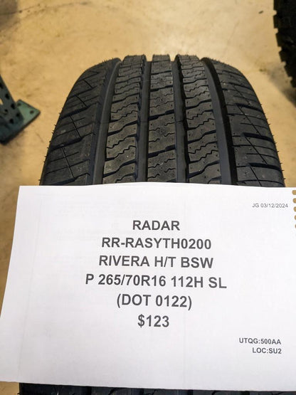 RADAR RIVERA  H/T BSW P 265 70 16 112H SL TIRE RASYTH0200 CQ1