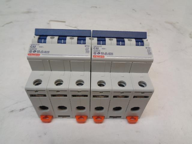 PAIR GEWISS GW92070 MINI CIRCUIT BREAKER MT 60 3P CHARACTERISTIC C 32A 3 MOD R4