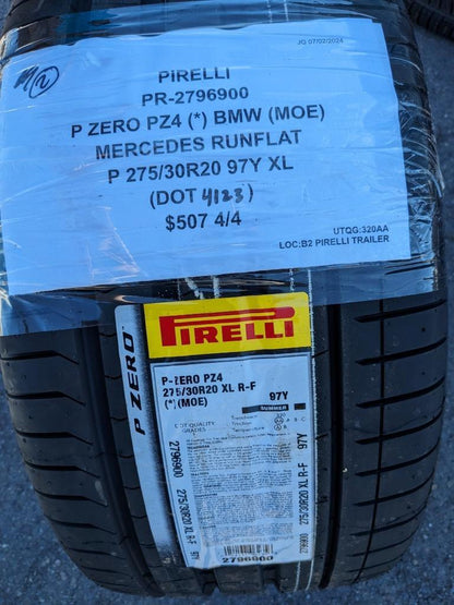 2 PIRELLI P ZERO PZ4 (*) BMW MOE MERCEDES RCS P 275 30 20 97Y XL TIRES 2796900