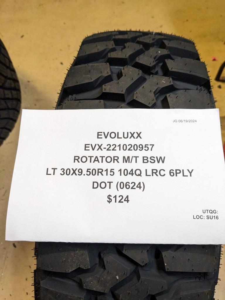 EVOLUXX  ROTATOR M/T BSW LT 30 9.5 15 104Q LRC 6PLY TIRE 221020957 CQ3