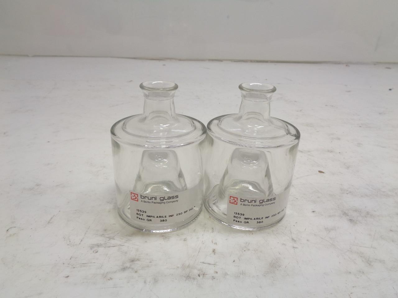 SET OF 2 BRUNI GLASS 250ML CYLINDRICAL DECANTER 12539 BOT. IMPLIABILE INF 250 SR