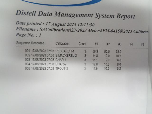DISTELL FISH FAT METER MODEL FFM-692 WITH B MACKEREL-2 CHAR-1 CHAR-2 TROUT-2 R4