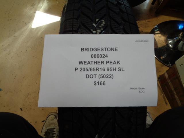 1 BRIDGESTONE WEATHER PEAK P 205 65 16 95H SL TIRE 006024 CQ1