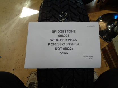 1 BRIDGESTONE WEATHER PEAK P 205 65 16 95H SL TIRE 006024 CQ1