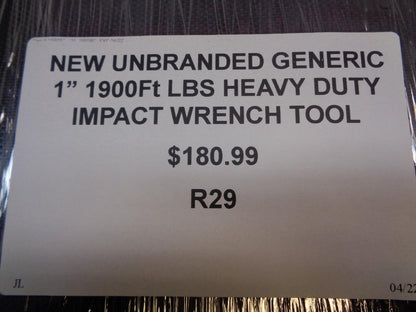 NEW UNBRANDED GENERIC 1" 1900ft lbs HEAVY DUTY IMPACT WRENCH TOOL R30