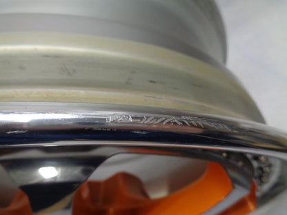 USED WORK BERSAGLIO WHEEL 18x8.5 5x120.7 ET56 CHROME & ORANGE 2PC WR