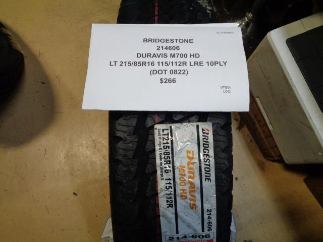 BRIDGESTONE DURAVIS M700 HD LT 215 85 16 115/112R LRE 10PLY TIRE 214606 CQ2