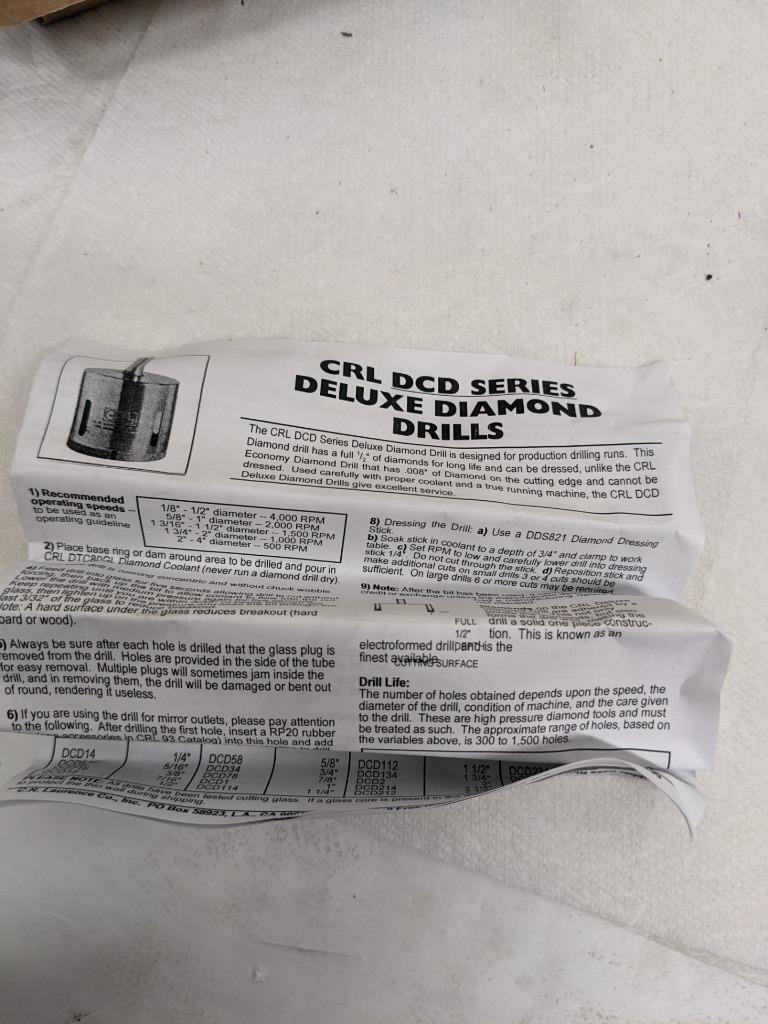 CRL DCD716 378438 7/16" DCD SERIES ELECTRO-FORMED DIAMOND DRILL NEW D0