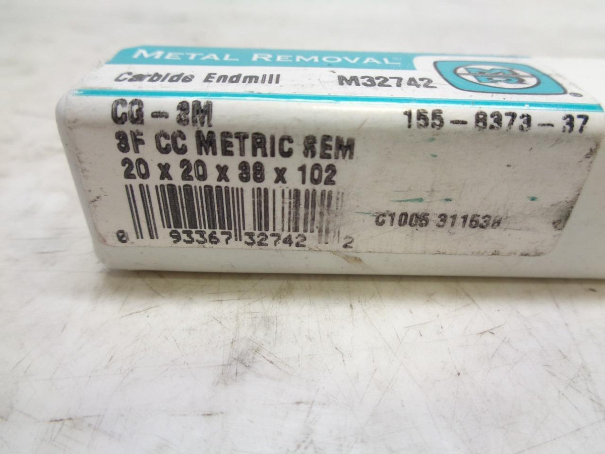 NEW METAL REMOVAL 20mmx38mmx102mm CARBIDE END MILL M32742 311538 3 FLUTE R22T6BF