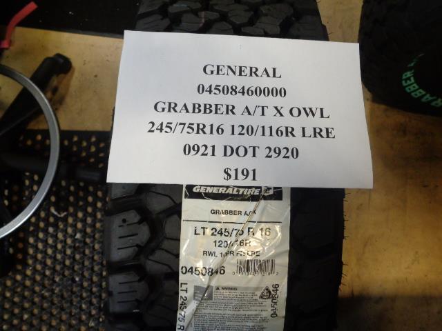 1 NEW GENERAL AT X OWL 245 75 16 120 116 LRE TIRES 04508460000
