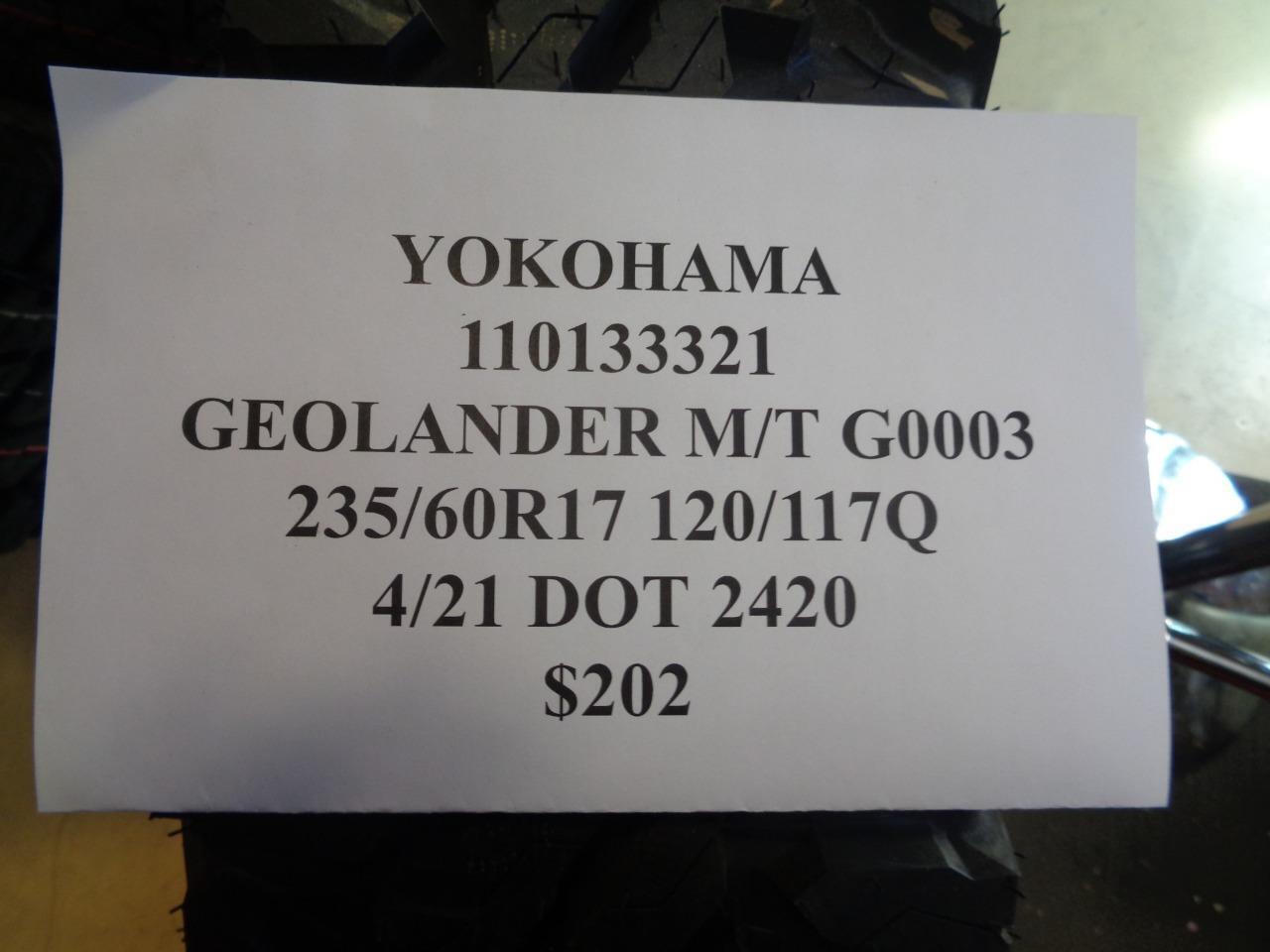 2 NEW YOKOHAMA GEOLANDER M/T G0003 235 60 17 120/117Q TIRES 110133321 BQ2