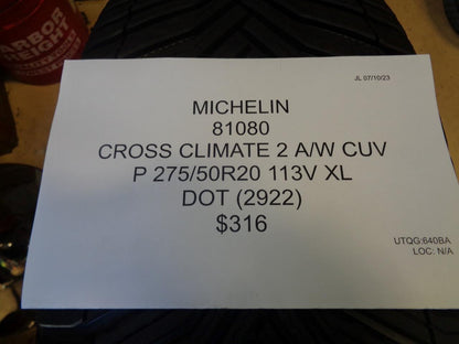 MICHELIN CROSS CLIMATE 2 A/W CUV P 275 50 20 113V XL ALL SEASON TIRE 81080 BQ3