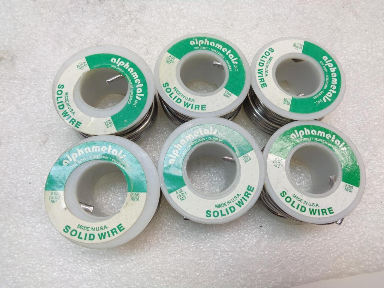 PACK OF 6 ALPHAMETALS SOLID WIRE SOLDER 8oz 1/8" DIA. SPOOLS R28