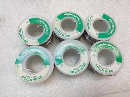 PACK OF 6 ALPHAMETALS SOLID WIRE SOLDER 8oz 1/8" DIA. SPOOLS R28