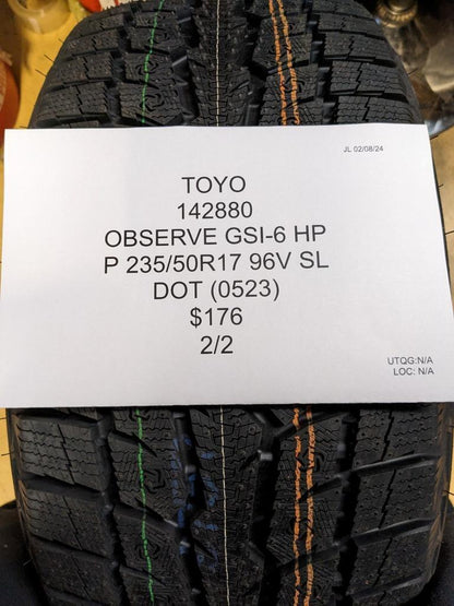 2 TOYO OBSERVE GSI-6 HP P 235 50 17 96V SL TIRES 142880 CQ1