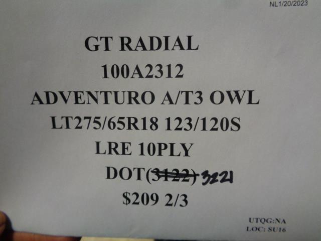 GT RADIAL ADVENTURO AT3 OWL LT 275 65 18 123/120S LRE 10PLY TIRES 100A2312  CQ2