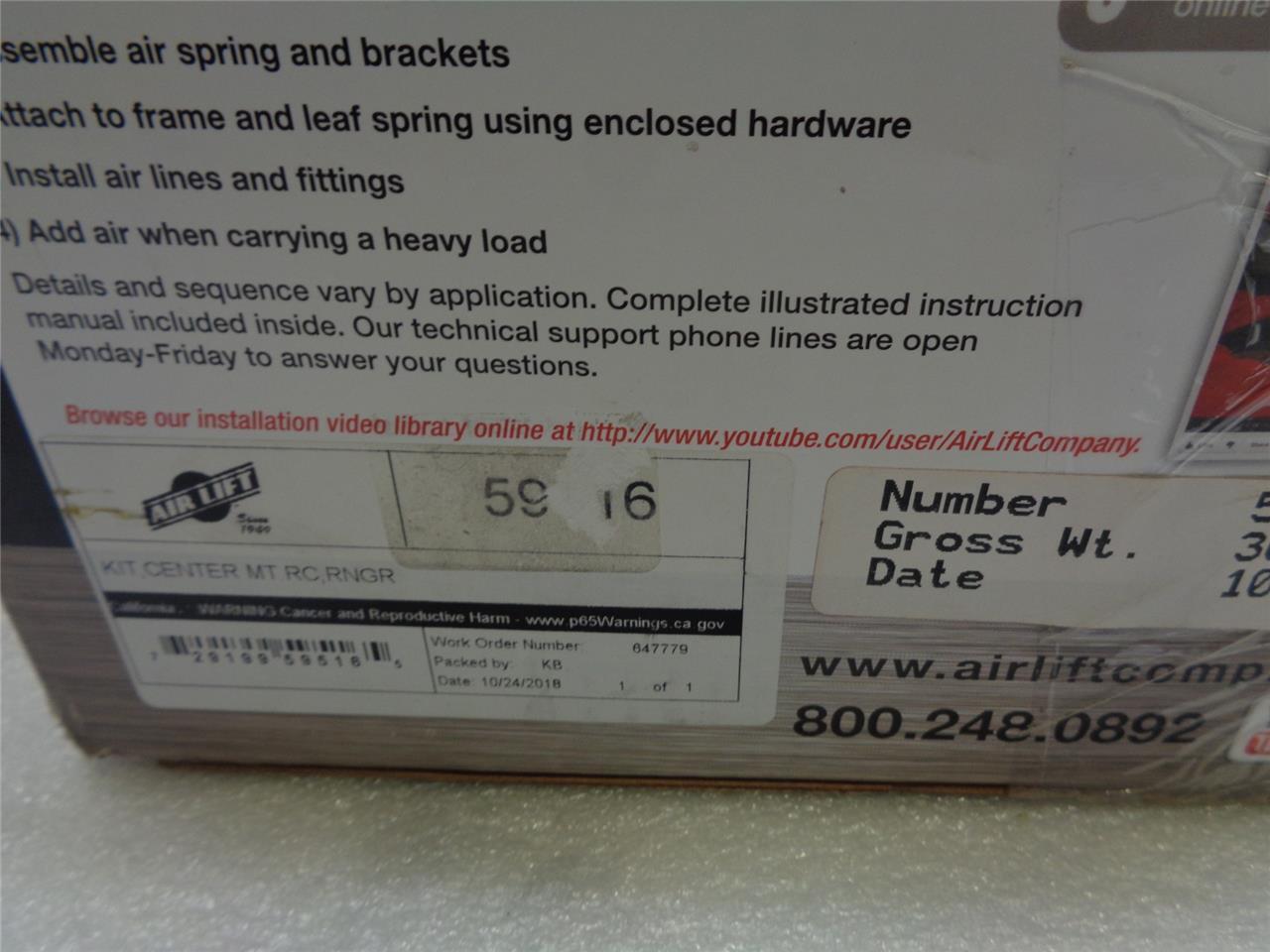 NEW AIR LIFT KIT FOR '83-'12 FORD RANGER/MAZDA B SERIES 59516 R29