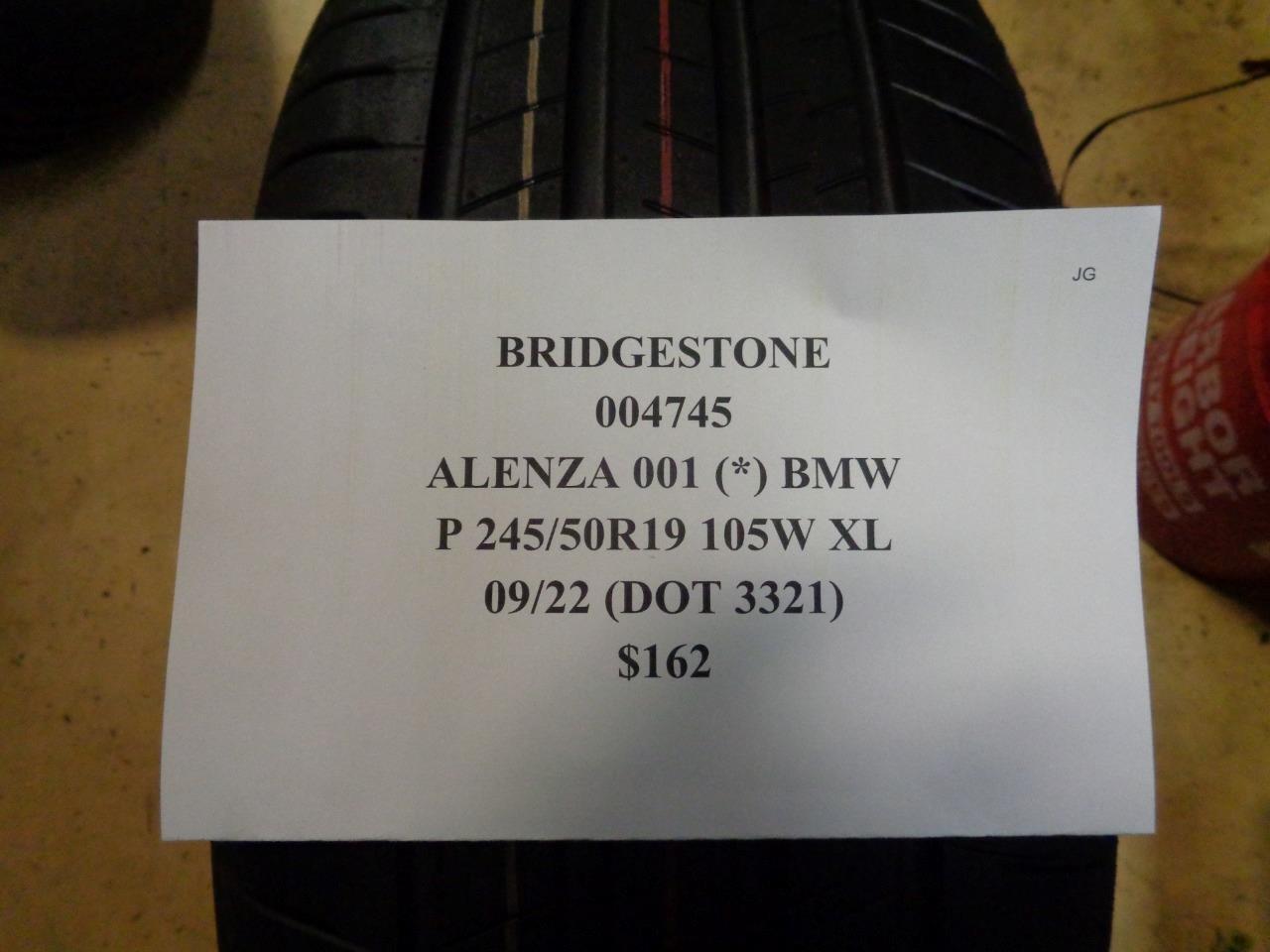 4 BRIDGESTONE ALENZA 001 *BMW 245 50 19 105W XL SUMMER TIRES 004745 CQ2