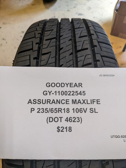 GOODYEAR ASSURANCE MAXLIFE P 235 65 18 106V SL TIRE 110022545 CQ3