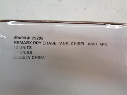 NEW 12-PACK STAPLES REMARX CHISEL TIP ASSORTED DRY ERASE MARKERS 29205 R33