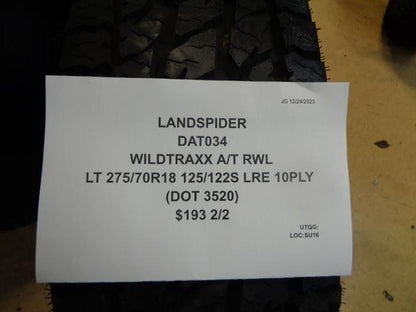 LANDSPIDER WILDTRAXX A/T RWL LT 275 70 18 125/122S LRE 10PLY TIRE DAT034 CQ4