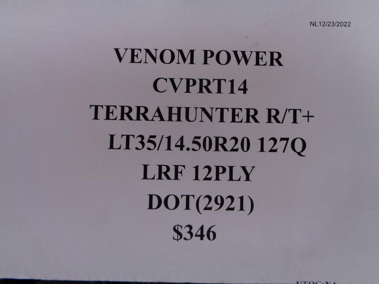 2 VENOM POWER TERRA HUNTER R/T+ LT 35 14.5 20 127Q LRF 12PLY TIRES CVPRT14 BQ1