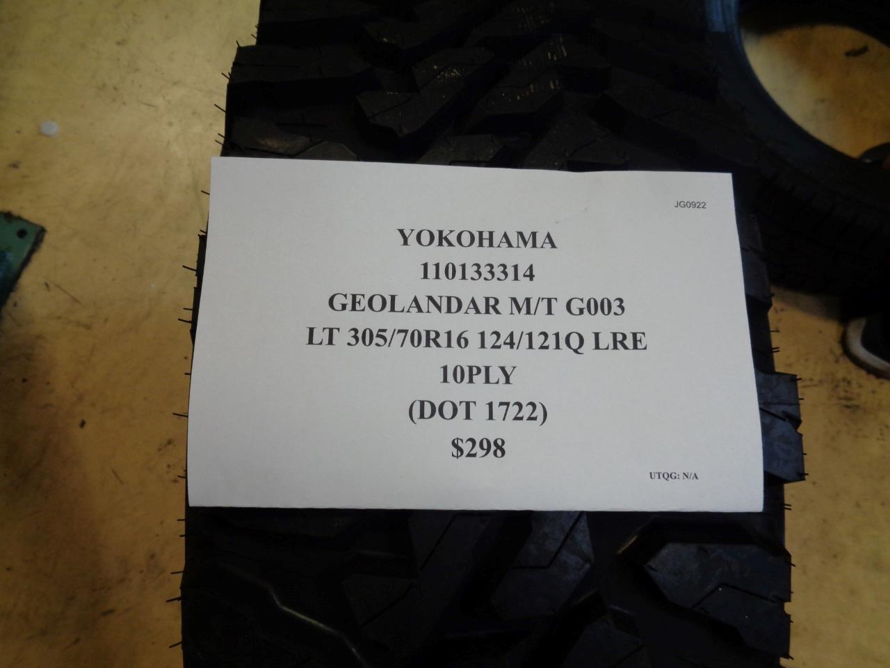 2 YOKOHAMA GEOLANDAR M/T G003 LT 305 70 16 124/121Q LRE 10PLY TIRES 110133314