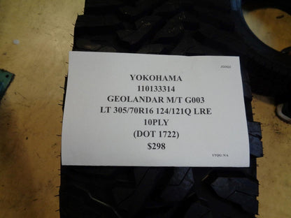 2 YOKOHAMA GEOLANDAR M/T G003 LT 305 70 16 124/121Q LRE 10PLY TIRES 110133314
