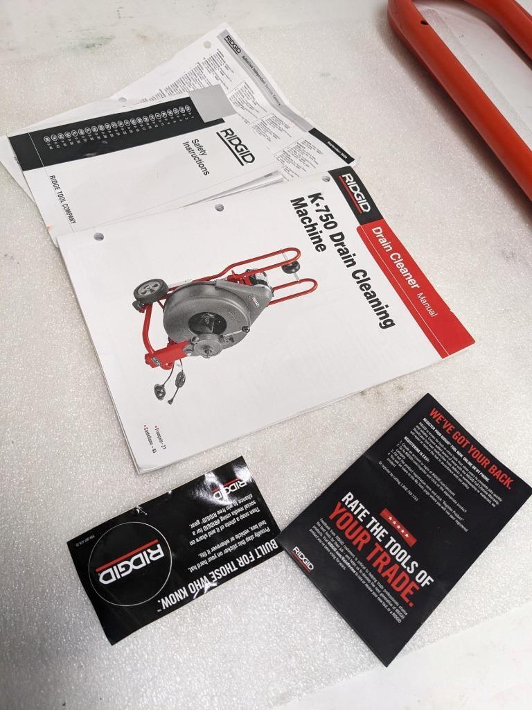 RIDGID K-750 DRUM DRAIN CLEANING MACHINE KIT 115V 200FT 200RPM 3/4"X100' NEW B2
