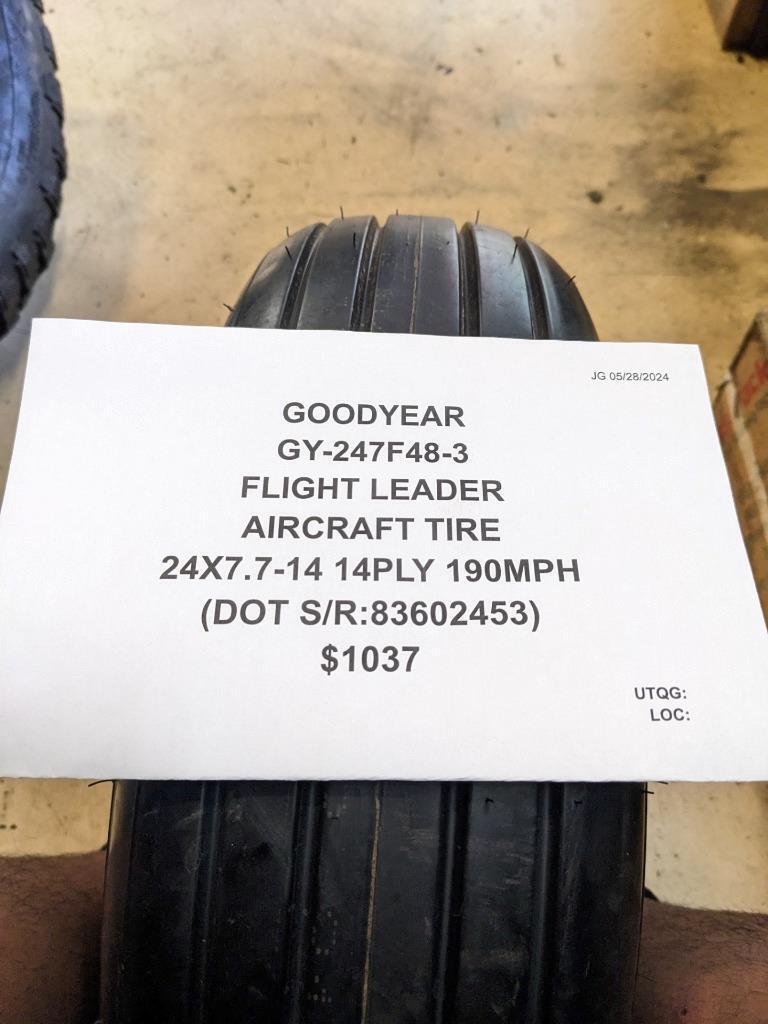GOODYEARFLIGHT LEADER AIRCRAFT TIRE 24 7.7 14 14PLY 190MPH TIRE 247F48-3 CQ2