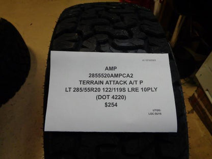AMP TERRIAN ATTACK A/T P LT 285 55 20 122/119S LRE 10PLY TIRE 2855520AMPCA2 BQ4