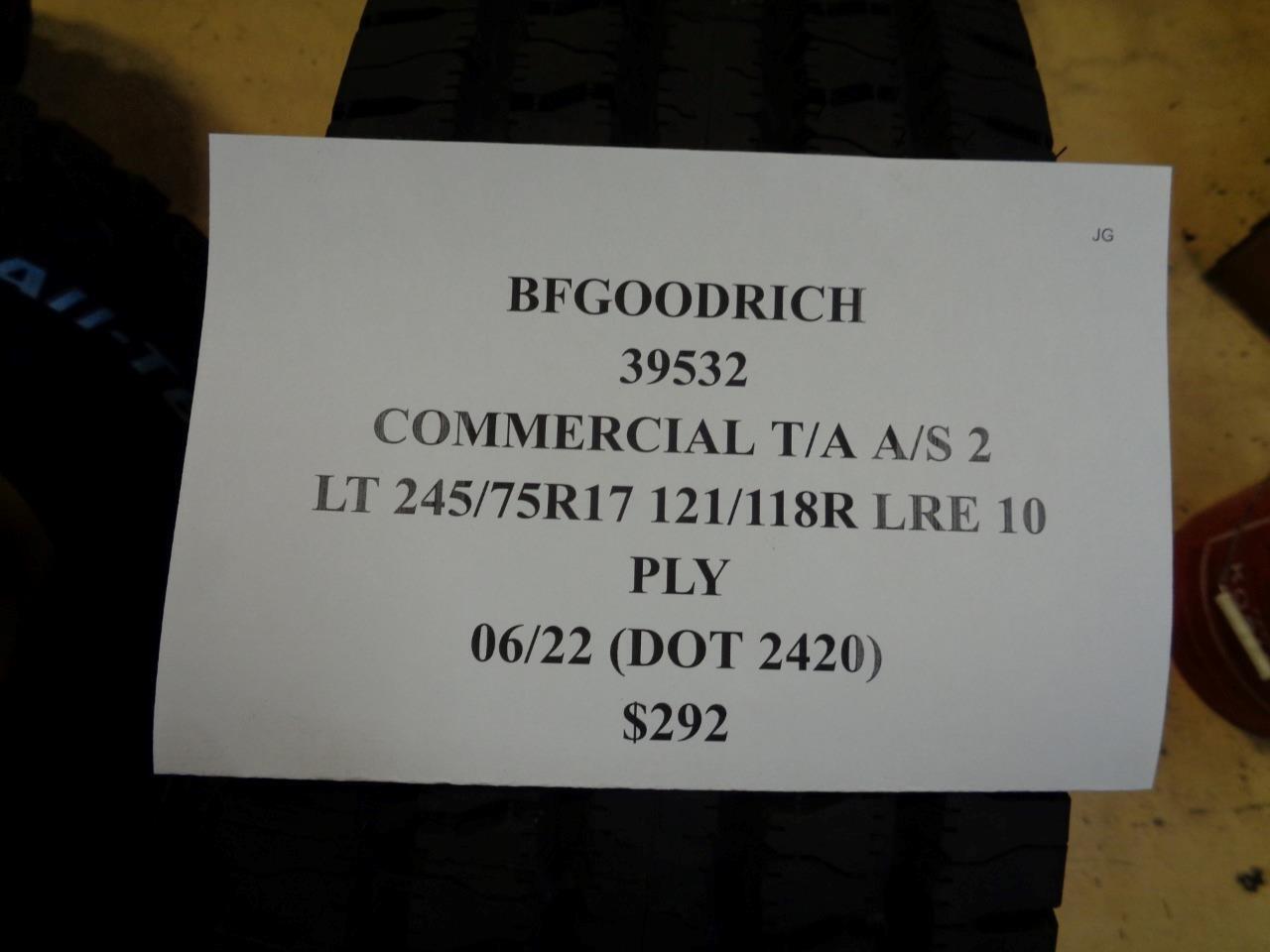 1 NEW TIRE BFGOODRICH COMMERCIAL TA AS 2 245 75 17 121/118R LRE 10PLY 39532