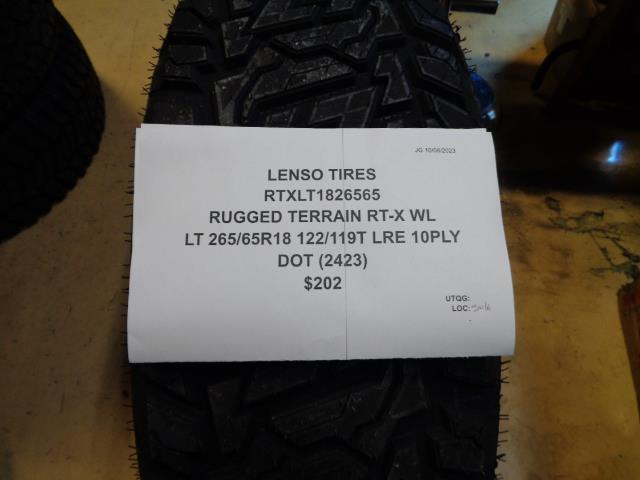 LENSO TIRES RUGGED TERRIAN RT-X  265 65 18 122/119T LRE TIRE 10PLY RTXLT1826565