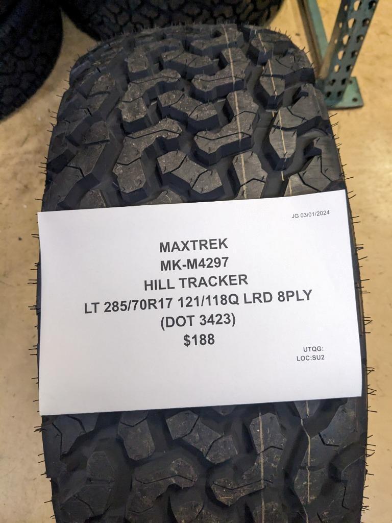MAXTREK HILL TRACKER LT 285 70 17 121/118Q LRD 8PLY TIRE M4297 CQ1
