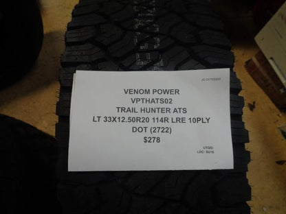 2 VENOM POWER TRAIL HUNTER ATS LT 33 12.5 20 114R LRE 10PLY TIRES VPTHATS02 CQ3