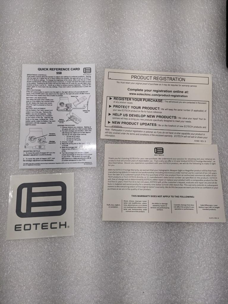 EOTECH HWS 558 A65 HOLOGRAPHIC WEAPON SIGHT BLACK 68 MOA RING 1 MOA DOT NEW FOC