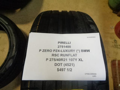 2 PIRELLI P ZERO PZ4-LUXURY (*) BMW RSC P 275 40 21 107Y XL 2751400 TIRE BQ2