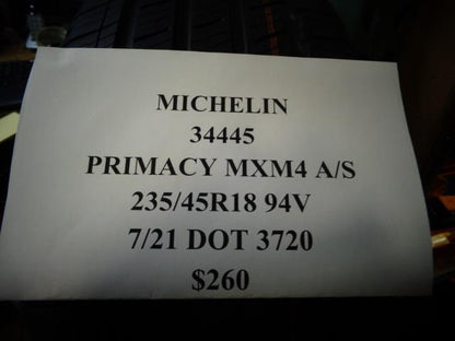 2 NEW MICHELIN PRIMACY MXM4 DT P 235 45 18 94V SL ALL SEASON TIRES 34445