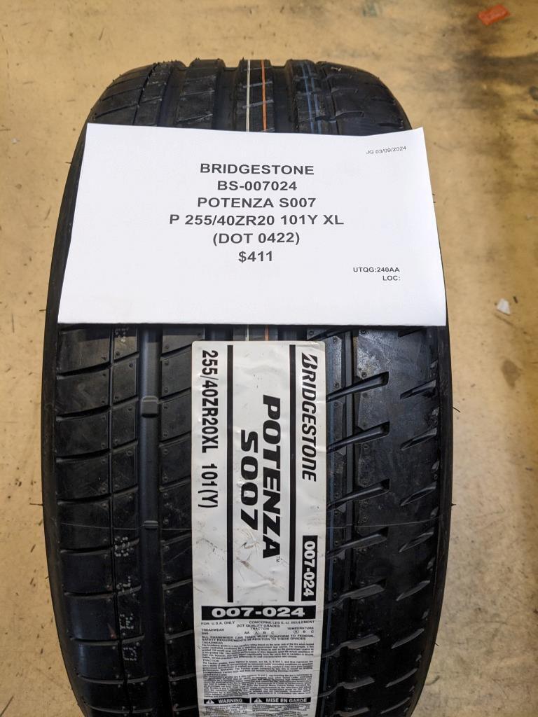 BRIDGESTONE POTENZA S007 P 255 40 20 101Y XL TIRE 007024 CQ1