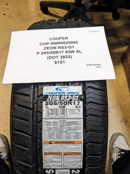 COOPER ZEON RS3-G1 P205 50 17 93W XL TIRE 90000025095 CQ2