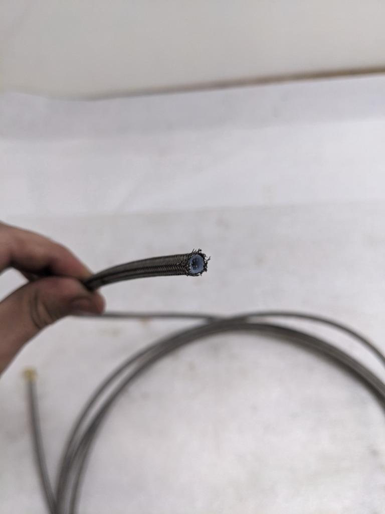 UNBRANDED BRAIDED SS BRAKE HOSE 13.83' OAL 1/8" ID 1/4" OD PTFE NEW R5TA