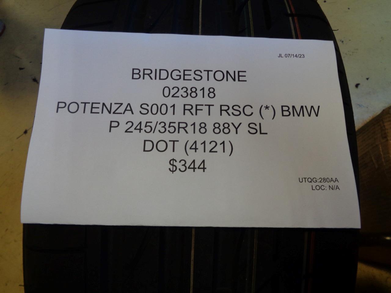 BRIDGESTONE POTENZA S001 RFT RSC (*) BMW P 245 35 18 88Y SL TIRE 023818 BQ3