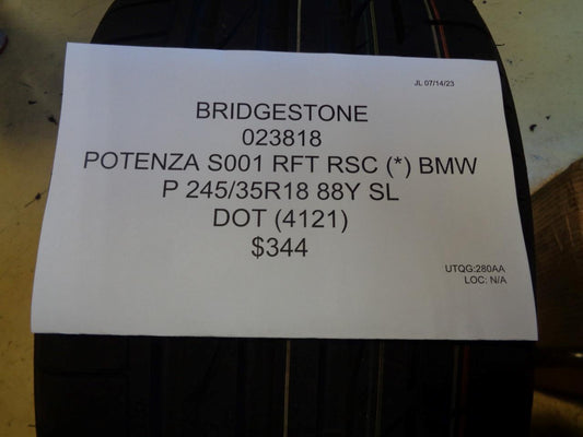 BRIDGESTONE POTENZA S001 RFT RSC (*) BMW P 245 35 18 88Y SL TIRE 023818 BQ3