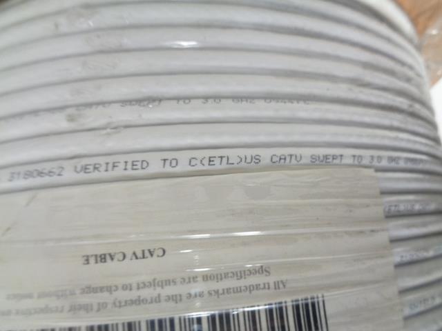 RG6 QUAD SHIELD 3.0 GHZ CMR 18 AWG 3180662 CABLE 1000FT NEW R12