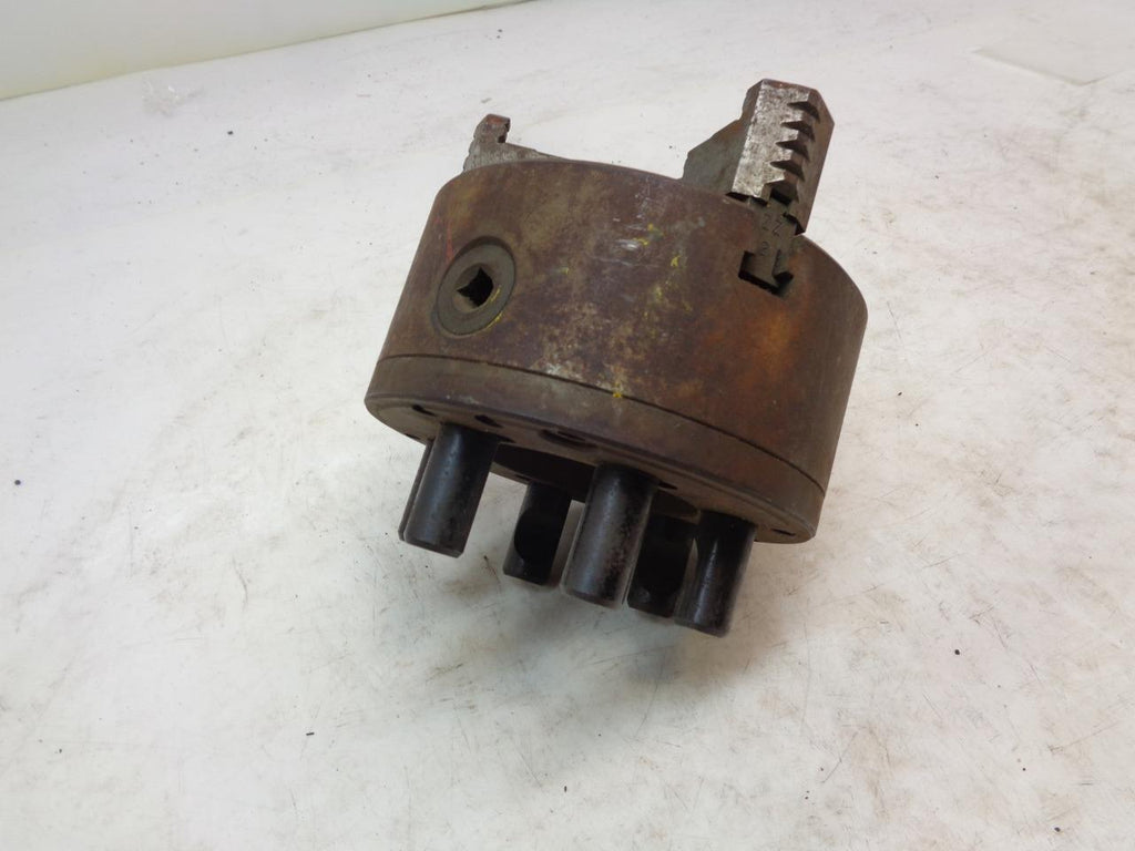 ROHM 6-1/4" DIAMETER 3 JAW SELF-CENTERING LATHE CHUCK W/ MOUNTING BOLTS USED H1
