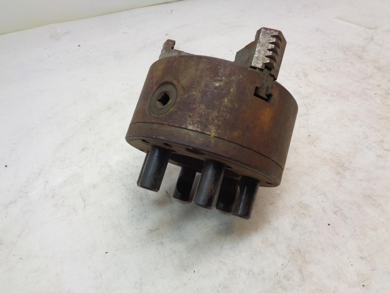 ROHM 6-1/4" DIAMETER 3 JAW SELF-CENTERING LATHE CHUCK W/ MOUNTING BOLTS USED H1