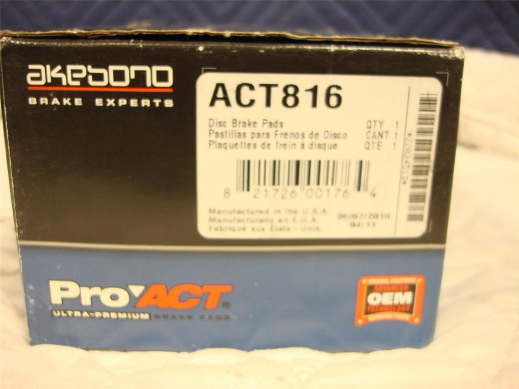 BRAND NEW AKEBONO PRO ACT FRONT DISC BRAKE PADS 2000-04 FOD FOCUS ACT816 R5TB