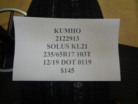 1 NEW KUMHO SOLUS KL21 P 235 65 17 103T SL ALL SEASON TIRE 2122913