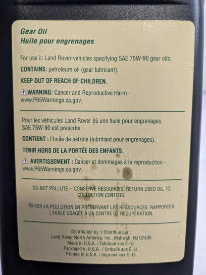 LAND ROVER LRN7591 REAR DIFF AXLE GEAR OIL GL-5 (2-PACK, 1 QUART EACH) NEW R13
