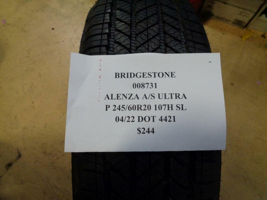 1 NEW BRIDGESTONE ALENZA A/S ULTRA P 245 60 20 107H SL ALL SEASON TIRE 008731